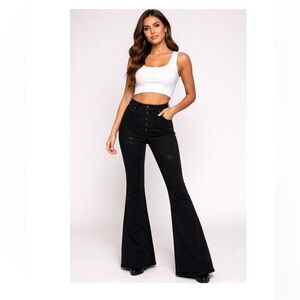 Lev Jeans High-Waisted Black Flare Jeans